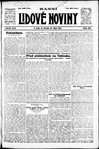 Lidov noviny z 23.10.1919, edice 1, strana 1