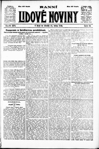 Lidov noviny z 24.1.1918, edice 1, strana 1