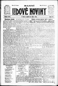 Lidov noviny z 24.2.1918, edice 1, strana 1