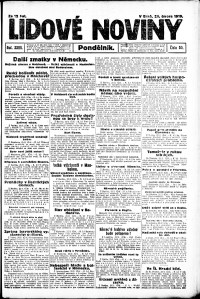 Lidov noviny z 24.2.1919, edice 1, strana 1