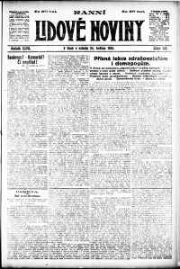 Lidov noviny z 24.5.1919, edice 1, strana 1