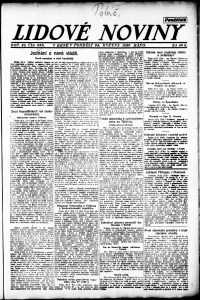Lidov noviny z 24.5.1920, edice 1, strana 1