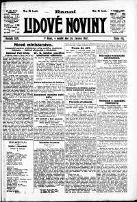Lidov noviny z 24.6.1917, edice 1, strana 1