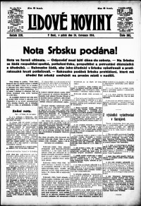 Lidov noviny z 24.7.1914, edice 1, strana 1