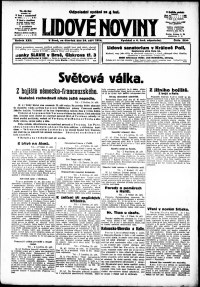 Lidov noviny z 24.9.1914, edice 2, strana 1