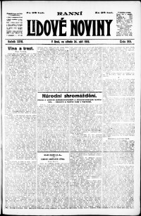 Lidov noviny z 24.9.1919, edice 1, strana 1