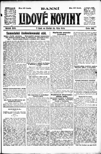 Lidov noviny z 24.10.1918, edice 1, strana 1