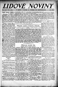 Lidov noviny z 25.2.1921, edice 2, strana 1