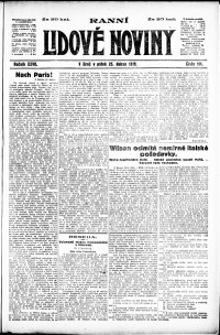 Lidov noviny z 25.4.1919, edice 1, strana 1