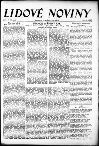 Lidov noviny z 25.5.1933, edice 1, strana 1