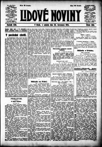 Lidov noviny z 25.7.1914, edice 1, strana 1