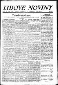 Lidov noviny z 25.7.1920, edice 1, strana 1