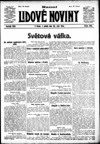 Lidov noviny z 25.9.1914, edice 1, strana 1