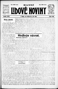Lidov noviny z 25.9.1919, edice 1, strana 1