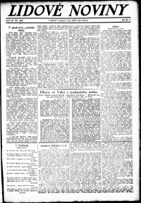 Lidov noviny z 25.9.1921, edice 1, strana 1