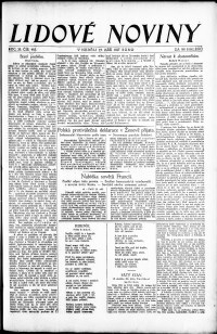 Lidov noviny z 25.9.1927, edice 1, strana 1