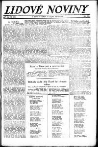 Lidov noviny z 25.10.1921, edice 1, strana 1