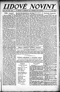 Lidov noviny z 26.2.1921, edice 1, strana 1
