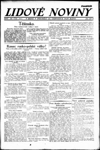 Lidov noviny z 26.7.1920, edice 1, strana 1