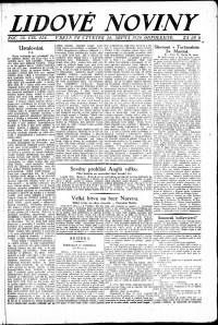 Lidov noviny z 26.8.1920, edice 1, strana 1