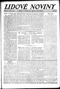 Lidov noviny z 26.8.1921, edice 1, strana 1