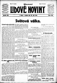 Lidov noviny z 26.9.1914, edice 1, strana 1