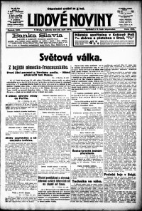 Lidov noviny z 26.9.1914, edice 2, strana 1