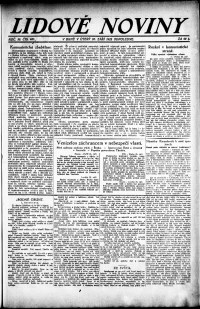Lidov noviny z 26.9.1922, edice 1, strana 1