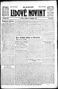 Lidov noviny z 26.11.1918, edice 1, strana 1