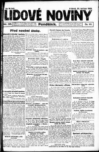 Lidov noviny z 27.5.1918, edice 1, strana 1