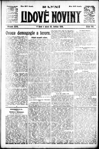 Lidov noviny z 27.5.1919, edice 1, strana 1