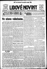 Lidov noviny z 27.7.1914, edice 2, strana 1