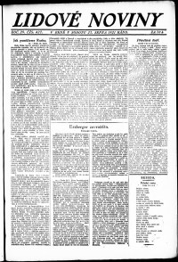 Lidov noviny z 27.8.1921, edice 1, strana 1