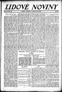 Lidov noviny z 27.8.1922, edice 1, strana 1