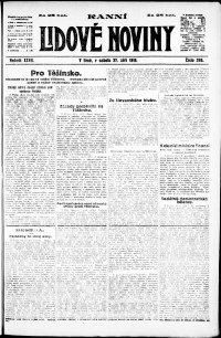 Lidov noviny z 27.9.1919, edice 1, strana 1