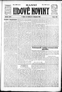 Lidov noviny z 27.11.1919, edice 1, strana 1