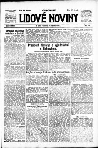 Lidov noviny z 27.12.1919, edice 1, strana 1