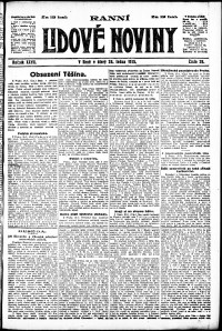 Lidov noviny z 28.1.1919, edice 1, strana 1