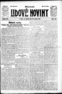 Lidov noviny z 28.6.1917, edice 3, strana 1