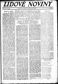 Lidov noviny z 28.9.1921, edice 1, strana 1