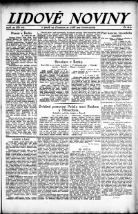 Lidov noviny z 28.9.1922, edice 1, strana 1