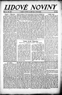 Lidov noviny z 28.9.1923, edice 1, strana 1