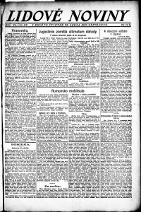 Lidov noviny z 29.1.1920, edice 2, strana 1