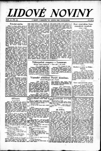 Lidov noviny z 29.1.1923, edice 1, strana 1