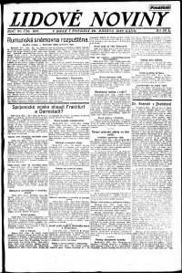 Lidov noviny z 29.3.1920, edice 1, strana 1