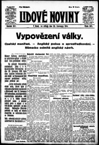 Lidov noviny z 29.7.1914, edice 1, strana 1