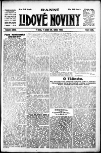 Lidov noviny z 29.8.1919, edice 1, strana 1