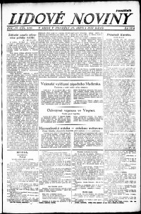 Lidov noviny z 29.8.1921, edice 1, strana 1