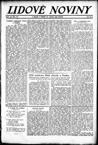 Lidov noviny z 29.8.1922, edice 1, strana 1