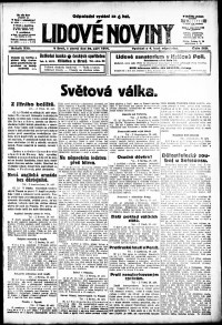 Lidov noviny z 29.9.1914, edice 2, strana 1